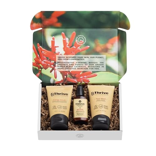 Thrive Natural Care Vacation Skin Care Set Face Scrub SPF30 and Face Wash Vegan Cruelty Free
