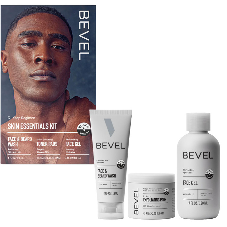 Bevel Facial Skin Care Set for Men Mens Skincare Kit Routine Includes Face Wash with Aloe Vera Glycolic Acid Exfoliating
