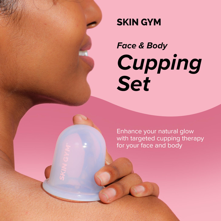 SKIN GYM Face Body Cupping Set 7Piece Silicone Massage Cups for Facial and Body Therapy