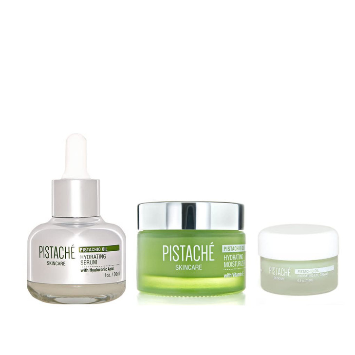 Pistach Skincare Pistachio Oil Ultimate Face Trio Set Hyaluronic Acid Face Serum Eye Cream Face Moisturizer Hydrating No