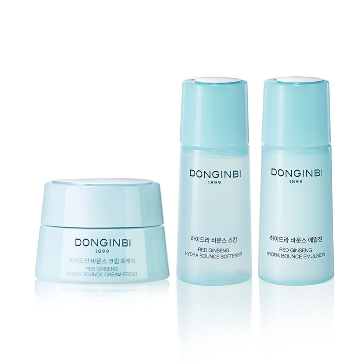 Donginbi Red Ginseng Hydra Bounce Cream Fresh Travel Kit Hydrating Toner with Hyaluron Acid Soothing Firming Cream Red G