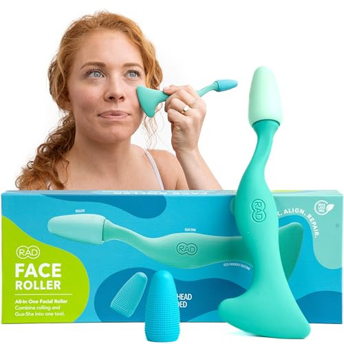 RAD 2in1 Gua Sha Jade Face Roller DualAction Warm Cold Facial Massage Tool for Wrinkles Lifting Lymphatic Drainage Skinc