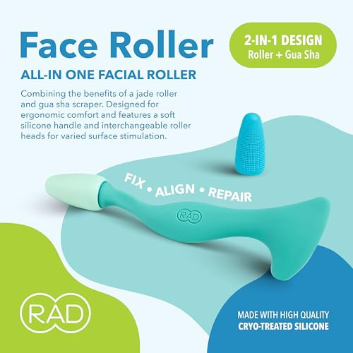 RAD 2in1 Gua Sha Jade Face Roller DualAction Warm Cold Facial Massage Tool for Wrinkles Lifting Lymphatic Drainage Skinc