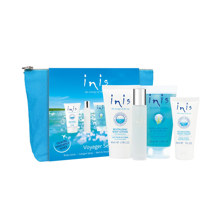 Inis the Energy of the Sea Voyager Gift Set Travel Size Toiletries for Women and Men Body Wash Body Lotion Hand Cream Oc