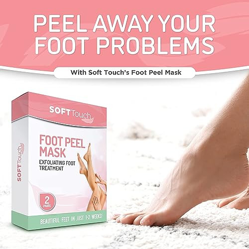 Dermora Soft Touch Exfoliating Foot Peel Mask  Pack of 2 - For Dry, Cracked Heels, Calluses & Baby Soft Skin - Peppermint - Exfoliating Foot Peeling