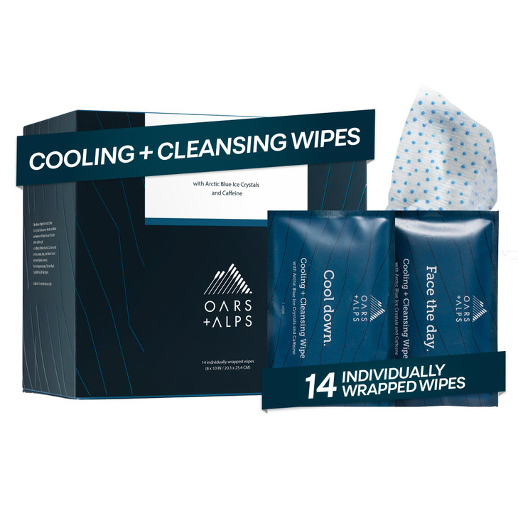 Oars Alps Cooling Face Body Wipes Dual Sided Cleansing Wipes Towelettes for Post Workout ActivitiesCommutes Dermatologis