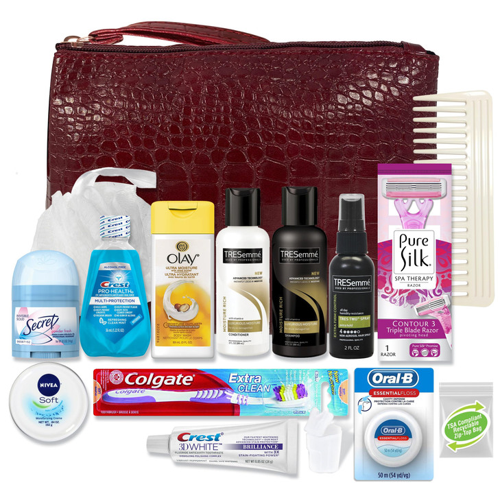 Womens Premium 16 PC Travel Kit Stocking Stuffer and Holiday Gift Set with Tresemme Hair Products and Bath Essentials Fl