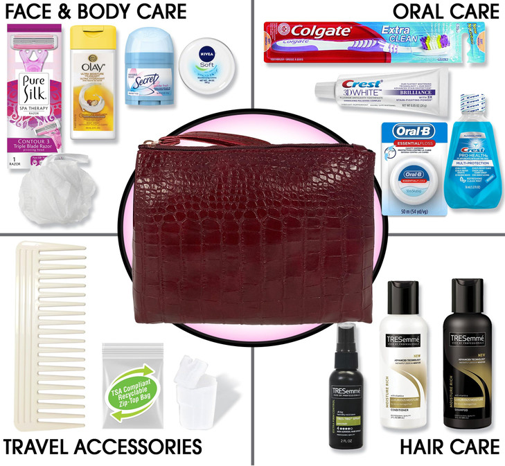 Womens Premium 16 PC Travel Kit Stocking Stuffer and Holiday Gift Set with Tresemme Hair Products and Bath Essentials Fl