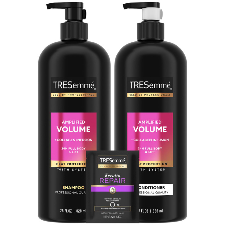 TRESemm Shampoo and Conditioner Set Amplified Volume Collagen Infusion 24H Full Body Lift with Heat Protection Keratin R