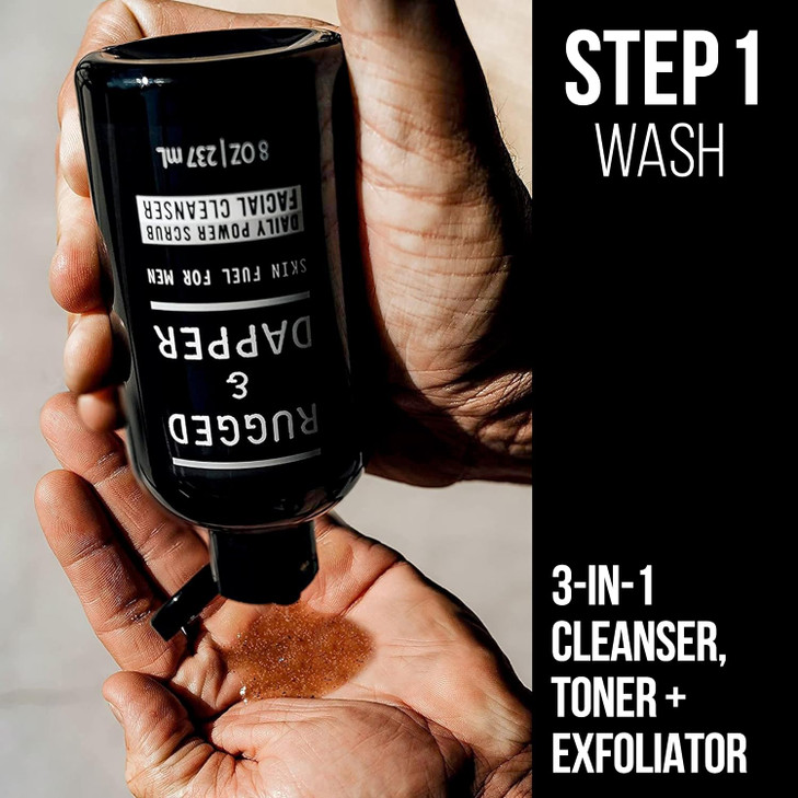 RUGGED DAPPER Daily Duo Skincare Set for Men Includes Age Damage Defense Moisturizer Daily Power Scrub Face Wash