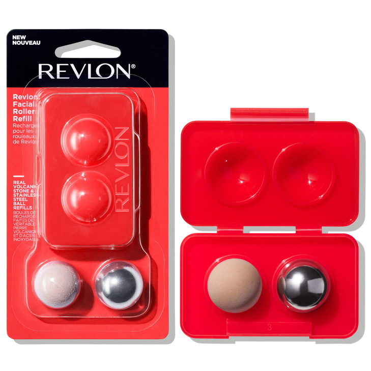 Revlon Oil Absorbing Cooling Facial Roller Refill Pack with Volcanic Stainless Steel Stones in Storage Case EcoFriendly