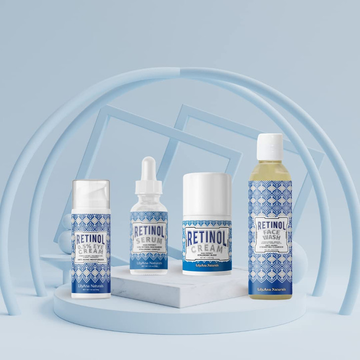 LilyAna Naturals Skin Care Set Retinol Set with Face Wash Eye Cream Serum and Retinol Cream Skin Care Products