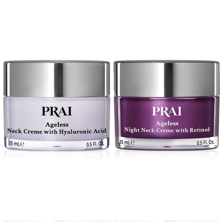 PRAI Beauty Ageless Day Night Neck Kit 1 Throat Decolletage Day Creme and 1 Throat Decolletage Night Creme Skin Tighteni