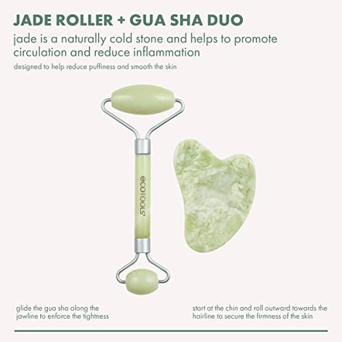 EcoTools Beauty Skin Care Tool Jade Facial Roller and Gua Sha Stone Duo Face Roller and Massager Skincare and Sculpting
