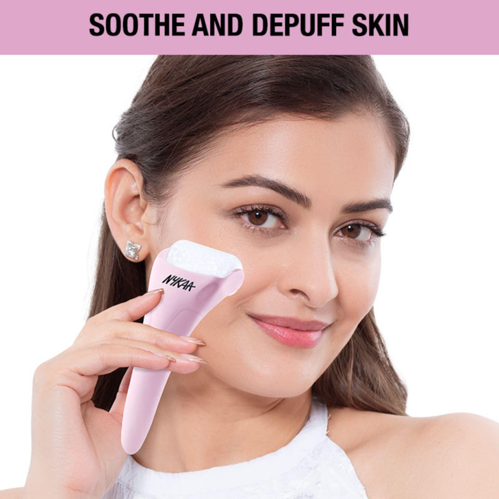 Nykaa Naturals Ice Roller Massage for Face Toning Reduces Clogged Pores Improves Absorption Releases Neck Stiffness Pink