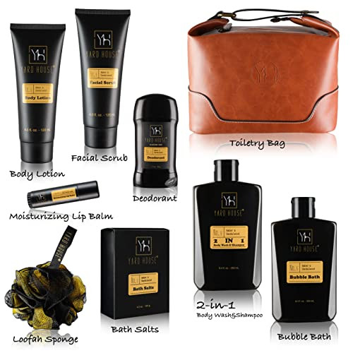 YARD HOUSE Bath and Body Gift Set for Men Sandalwood Amber Birthday Christmas Fathers Day Gifts From Wife Daughter Son f