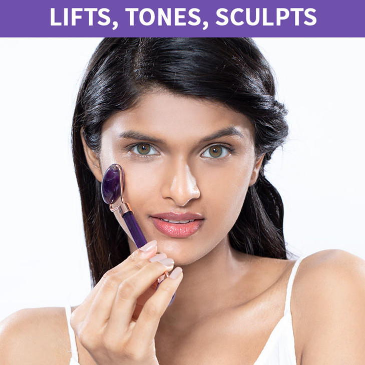 Nykaa Naturals Amethyst Face Roller Diminishes Fine Lines and Wrinkles Natural Crystals for Skin Calming Tones and Sculp