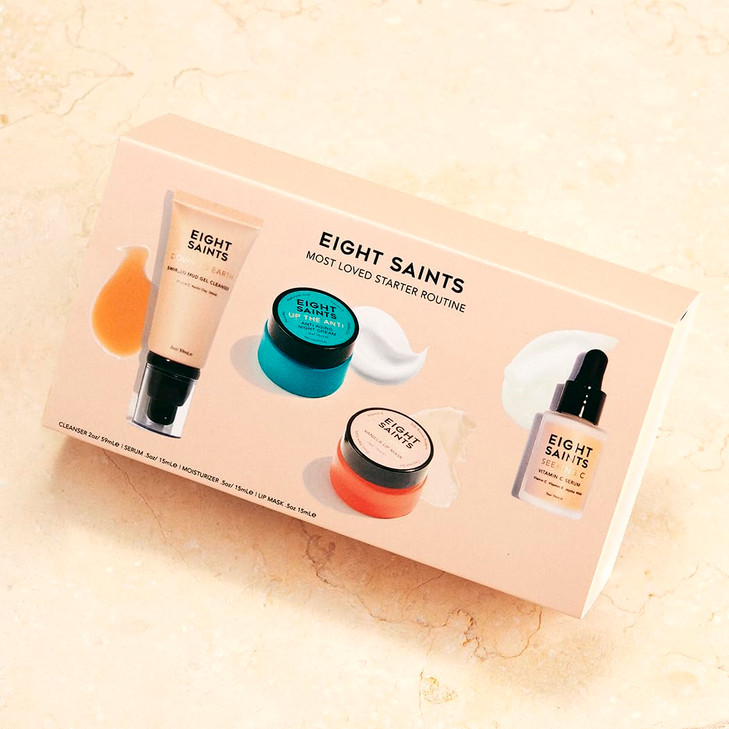Eight Saints Skincare Most Loved Skincare Set Face Wash Vitamin C Face Serum Niacinamide Anti Aging Cream Lip Mask Gift