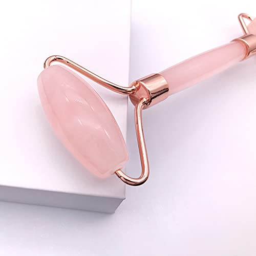 Quartz Rose Jade Roller and Gua Sha Facial Set Kit for Face Skincare Stone Sculpting Tool Massager Roller for Skin CareG