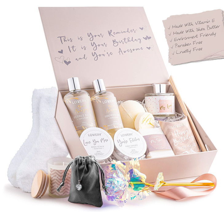 Birthday Gifts for Women Birthday Spa Gift Basket for Women Luxury Birthday Spa Gift Box with Vit E Rich Bath Essentials