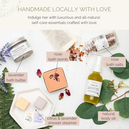 Self Care Gift Basket for Mom New Mommy Care Package Pampering Gift Set with Bath Accessories and Natural Skincare Produ