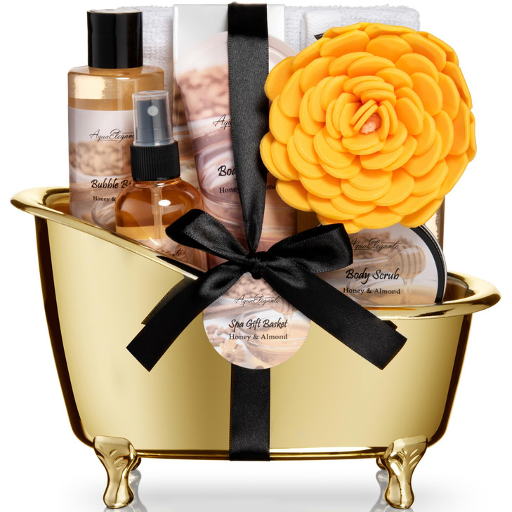 Spa Gift Baskets For Women Luxury Bath Set With Honey Almond Spa Kit Includes Body Wash Bubble Bath Lotion Bath Salts Bo