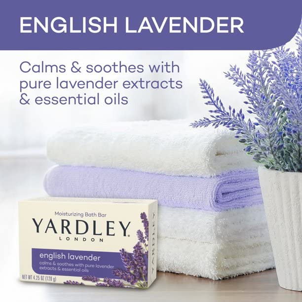 Yardley London English Lavender with Essential Oils Soap Bar 425 oz Bar Pack of 3 1275 Oz