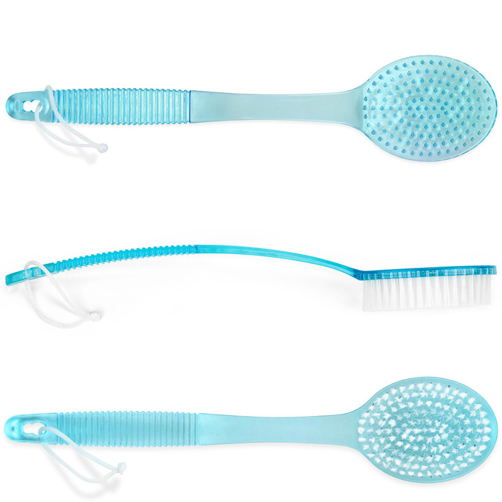 DecorRack Bath Brush with Bristles Long Handle for Exfoliating Back Body and Feet Bath and Shower Scrubber Blue 1 Pack