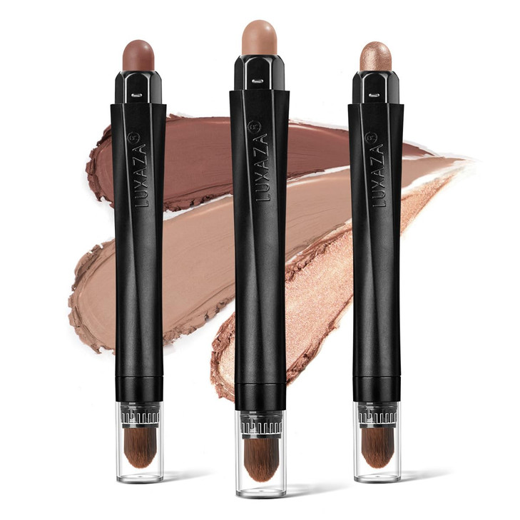 LUXAZA 3Pcs Neutral Brown Eyeshadow Stick Set, Matte And Shimmer Creamy Eyeshadow Pencil, Shiny Pink Shadow, Waterproof Long Lasting Smoky Eye Makeup online at globaldelivered