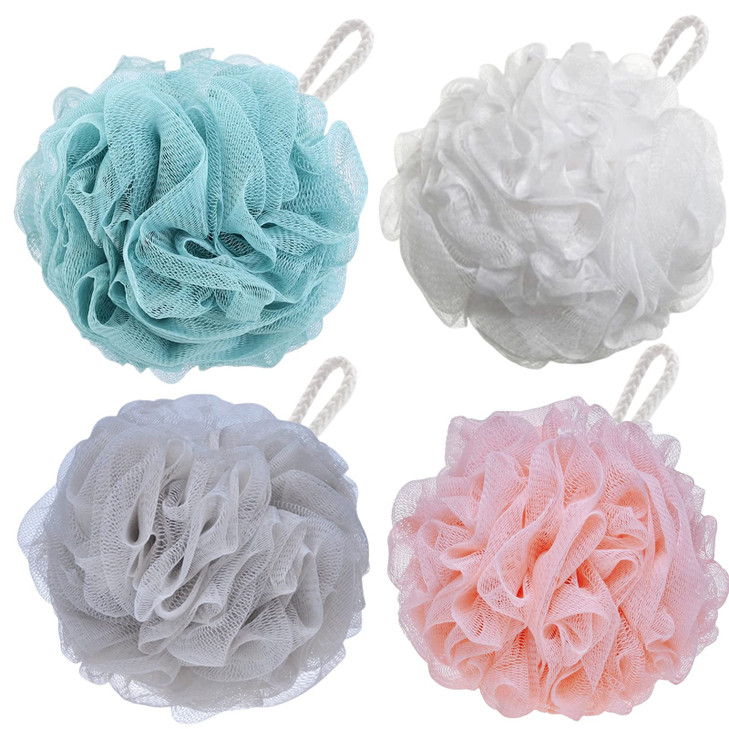 BTYMS 4 Pieces Shower Pouf Loofah Sponge 75gpc Large Bath Loofahs Shower Scrunchies Bath Sponges for Body