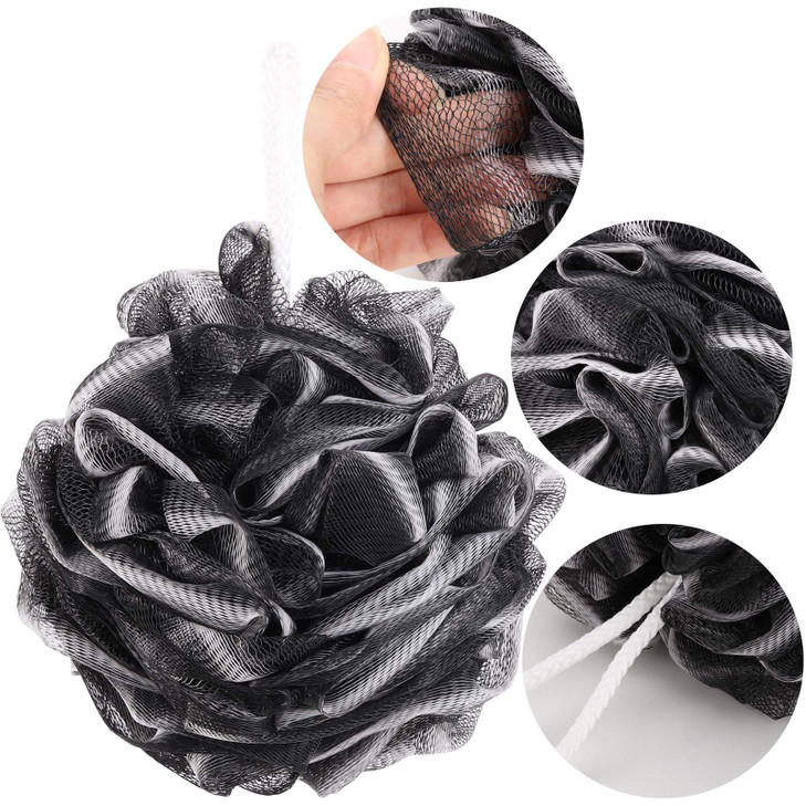 BTYMS 4 Pieces Shower Loofahs Bath Scrunchies 75gpcs Large Bath Sponge Body Loofahs Shower Pouf Mesh Pouf for Bathing