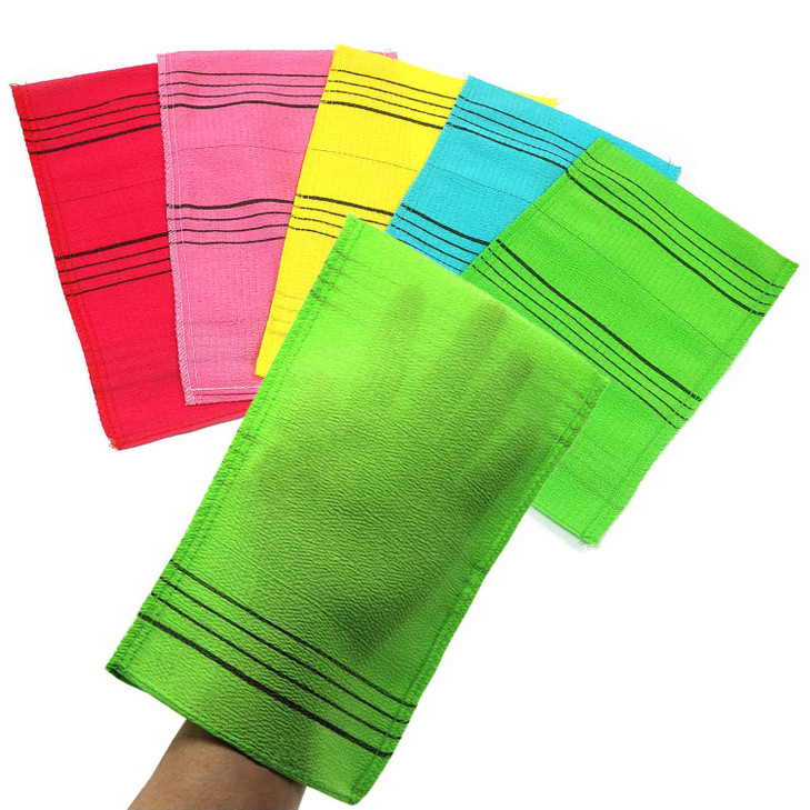 NEPURE Korean Exfoliating Mitt Large Size 5 Colors Back and Body Exfoliating Washcloth for Removing Dry Reusable Yellow