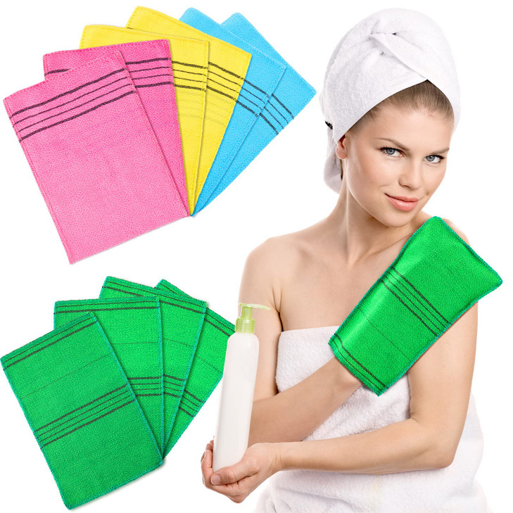 Tatuo 10 Pieces Korean Exfoliating Washcloth Mitt Asian Italy Towel Exfoliating Body Scrubber Double Sided Korean Scrub