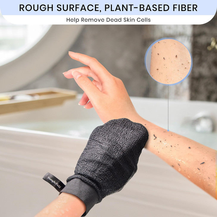 SimpleField Korean Exfoliating Mitt for Remove Dead Skin 2 Pack 100 Viscose Kessa Deep Exfoliating Gloves for Body Scrub