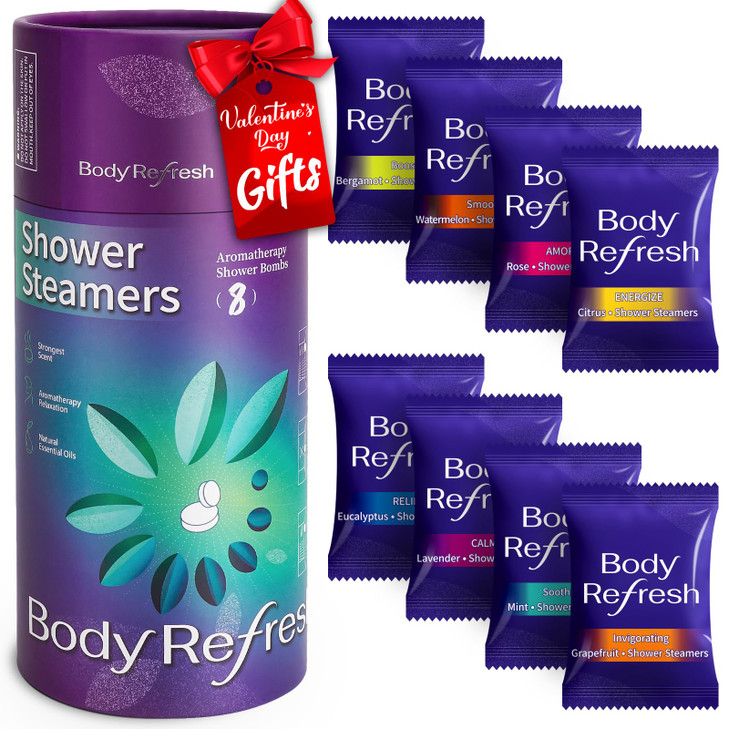 BodyRefresh Shower Steamers Aromatherapy 8 Pack Birthday Gifts for Women Valentines Day Gifts for Her Wife Mom Shower Bo