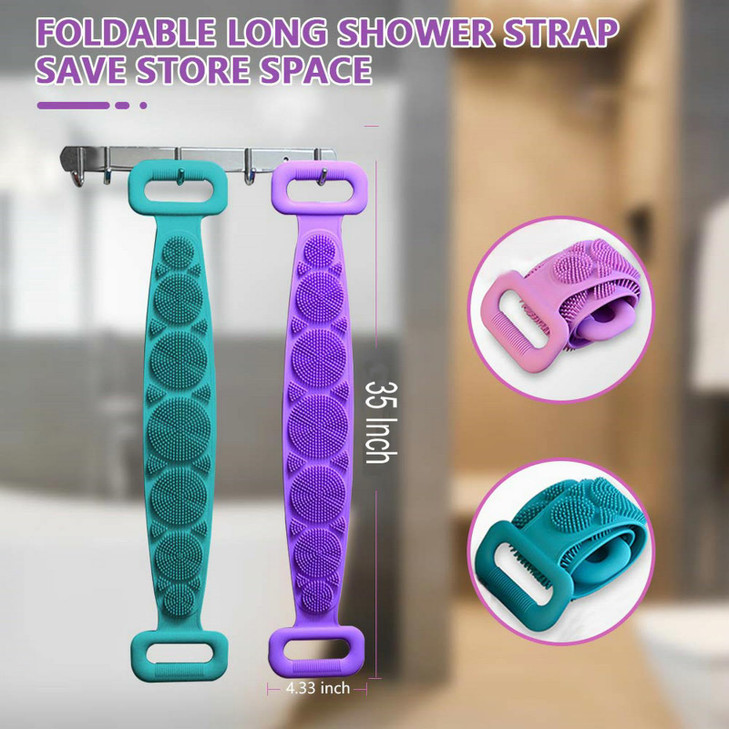 Jwxstore Silicone Back Scrubber for Shower Silicone Body Scrubber 35 Inch Extra Long Bath Body Brush Back Brush Exfoliat