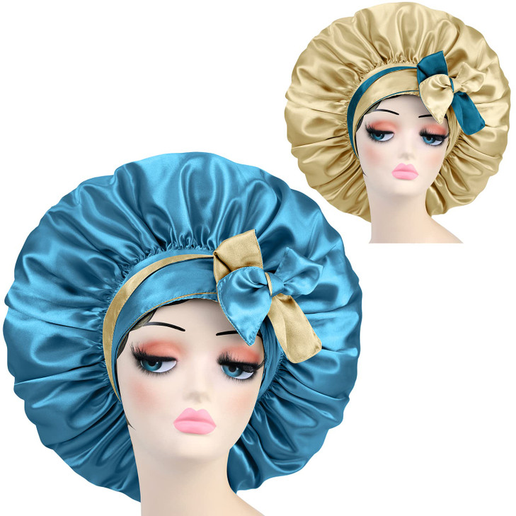 Satin Silk Bonnet Hair Cap Extra Large Jumbo Adjustable Double Layer Reversible Sleeping Satin Lined Bonnets Night Cap f