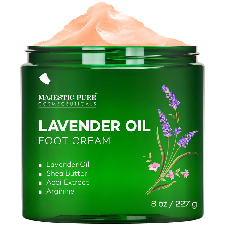 Majestic Pure Lavender Oil Foot Cream, Warming Cream - Calluses, Dry Cracked Feet, Hands, Heels, Elbow, Nails, and Knees - Softens & Moisturizes Skin online at globaldelivered