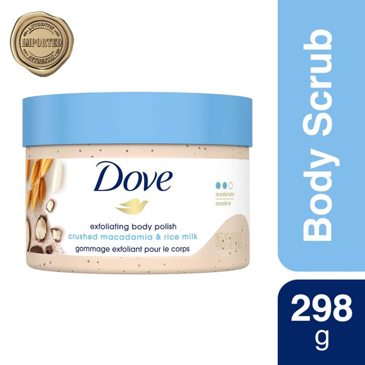 Dove Scrub Macadamia Rice Milk Reveals Visibly Smoother Skin Body Scrub That Nourishes Skin 105 oz