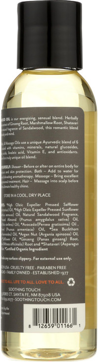 Soothing Touch Organic Bath Body Massage Oil Sandalwood 4 Fl Oz