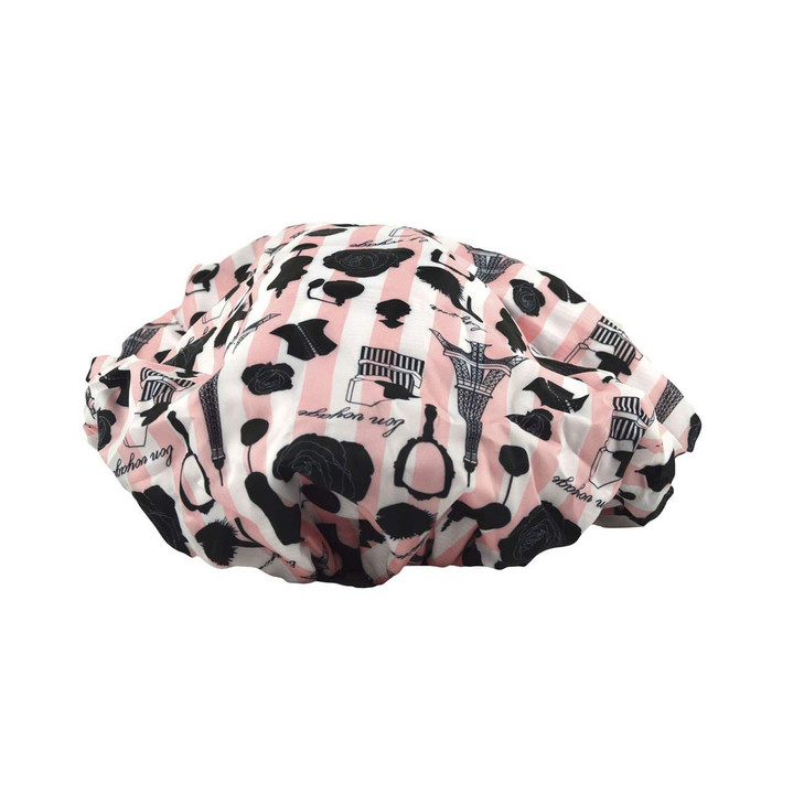 Reusable Nylon Bath Shower Cap Reversible Oversized Waterproof Shower Caps Large Designed for all Hair Lengths w Terry L
