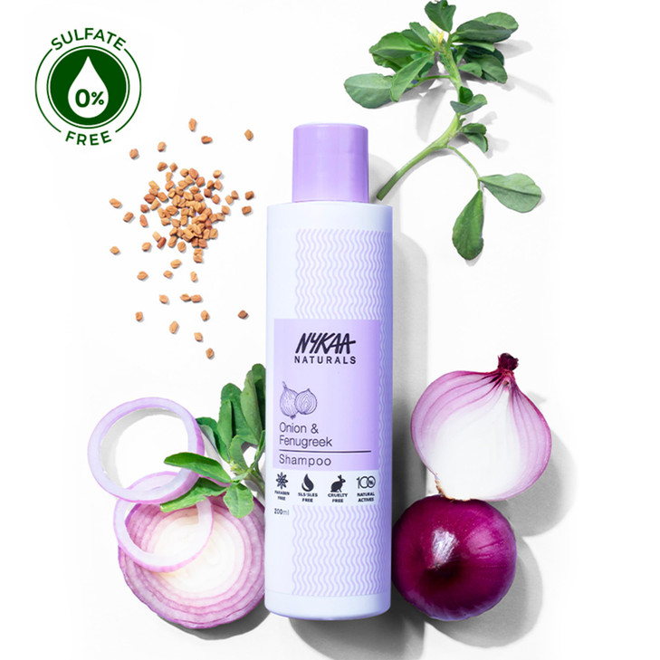 Nykaa Naturals Shampoo - Onion and Fenugreek for Women - 6.76 oz Shampoo online at globaldelivered