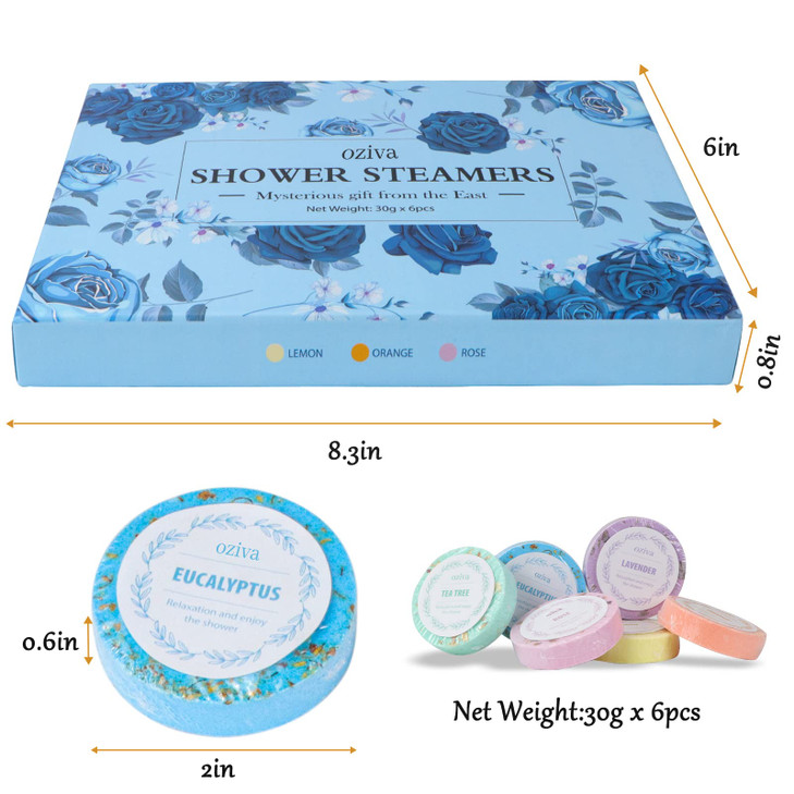 Shower Steamers Box of 6 Premium Shower Bombs with Essential Oils Self Care Gifts for Women and Teens Holiday Stocking S