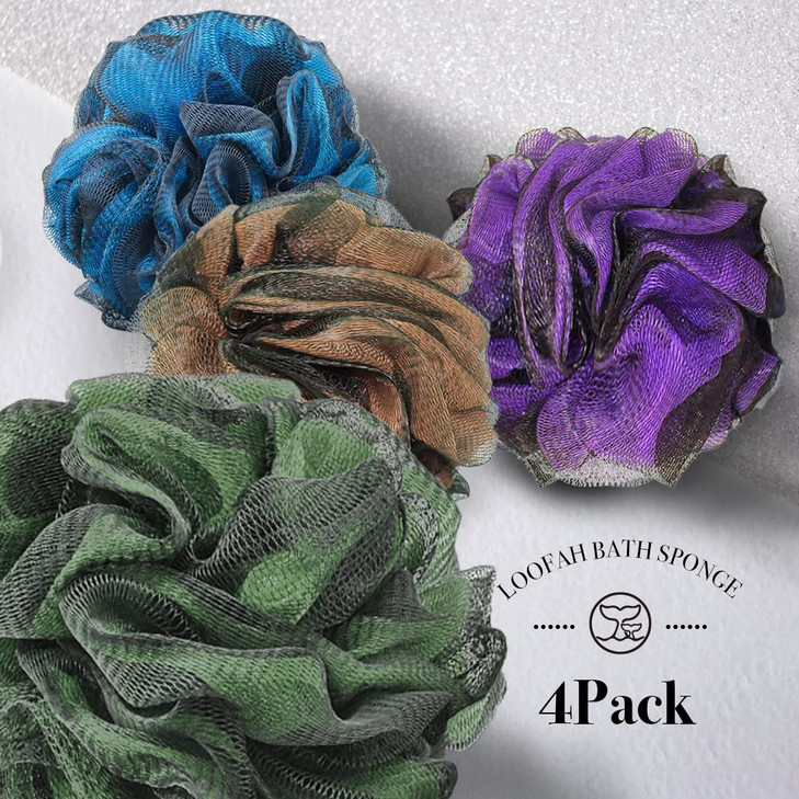 WhaleLife Loofah Bath Sponges Gentle Exfoliating Shower Loofah for Rich Lather Durable Matte Mesh Body Scrubber for Men