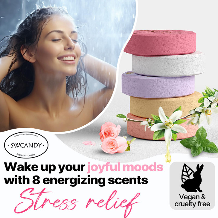 Shower Steamers Aromatherapy SWCANDY 8 Pack Gifts for Women Valentines Day for Her Adults Mom Men Natural Essential Oils
