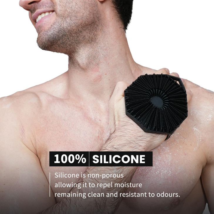 iTokGoK Premium SilverInfused 2in1 Silicone Body Scrubber DoubleSided Design Body Brush Silicone Body Scrubber Exfoliati
