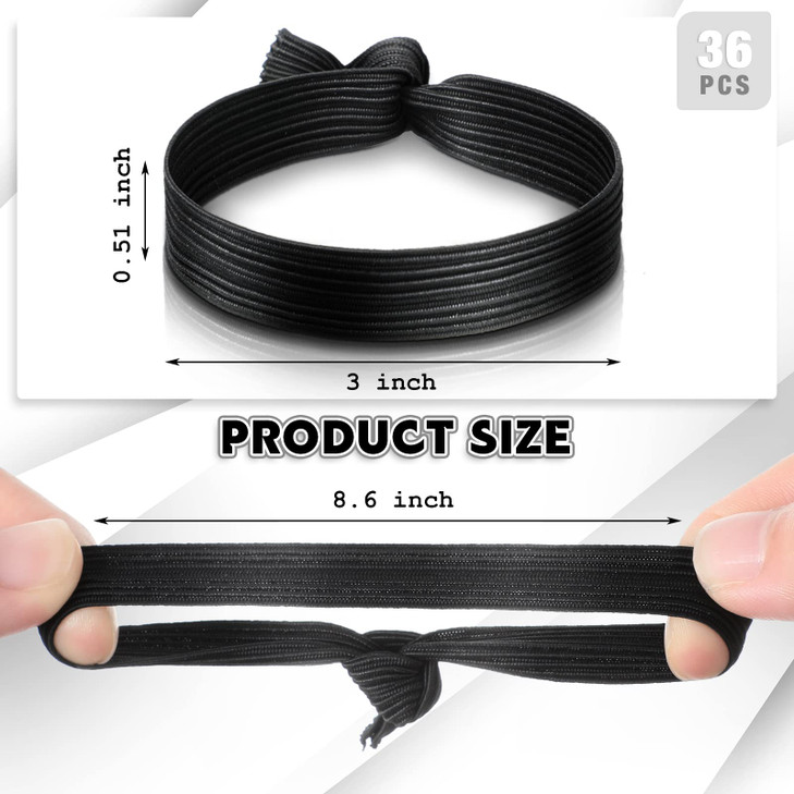 36 Pcs Knotted Flat Elastic Hair Ties for Men - No Crease Breakage Ponytail Holders, Strong Accessories for Thick Long Curly Hair