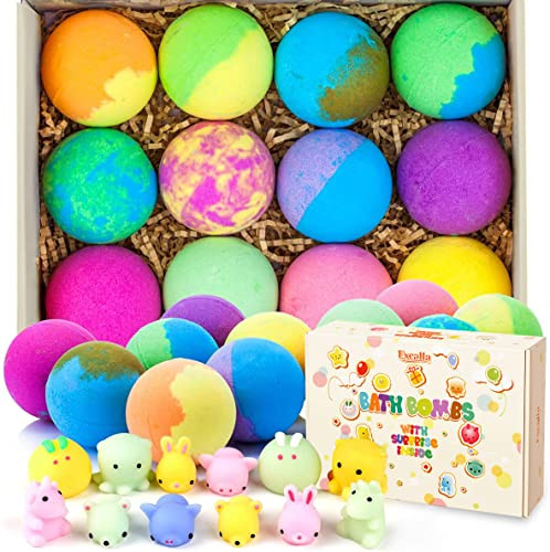 Bath Bombs for Kids with Toys Inside for Girls Boys Surprise Bubble Bath Fizzies Vegan Essential Oil Spa Bath Fizz Balls