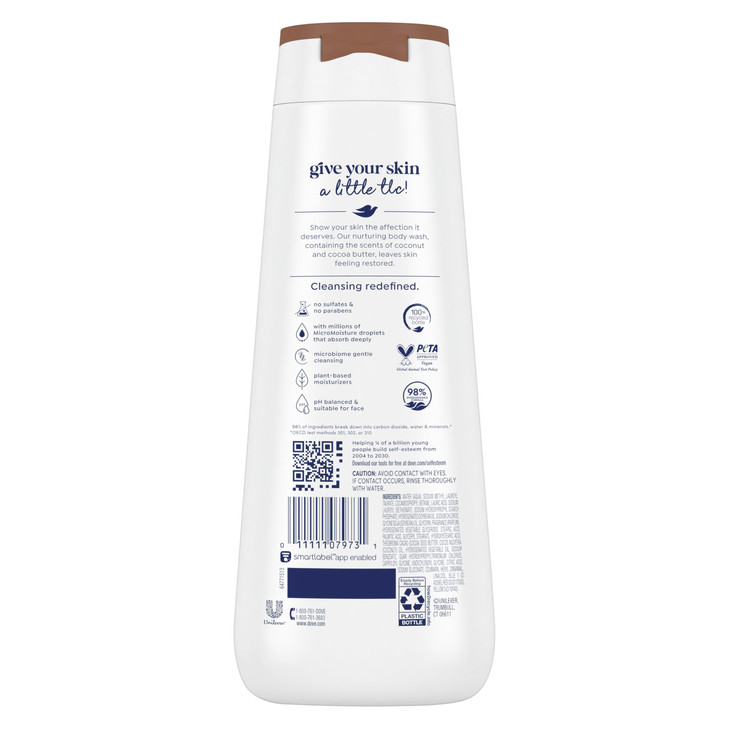 Dove Body Wash Restore Coconut Cocoa Butter for 24hr LotionSoft Skin Moisturizing Skin Cleanser with No Sulfates No Para