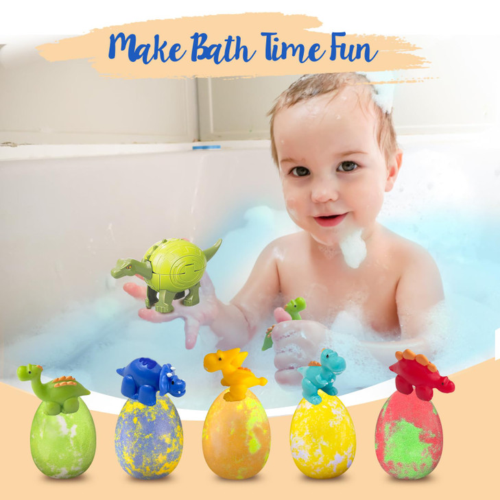 Bath Bombs for Kids with Surprise Toys Inside Dino Egg Bath Bombs Gift Set with Dinosaur Toy for Boys Girls 3 4 5 6 7 8